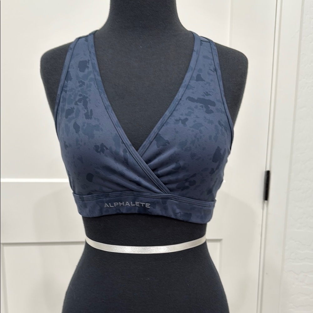Alphalete Blue Sports Bra with Racerback and V-Neck